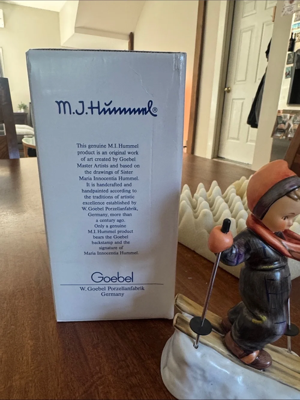Vintage M. J. Goebel Hummel Hand-Painted Ceramic Skier Figurine w/ original box